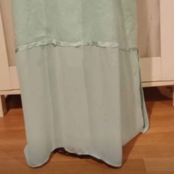 Christine Damen - Vintage light blue linen long maxi dress -  crew neck,  short - Picture 3 of 5
